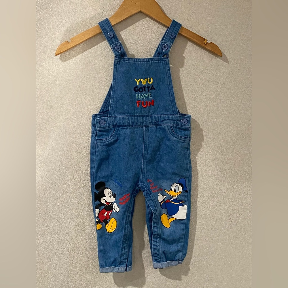 Primark Disney Mickey and Donald Duck overalls sz 18-24m